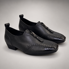 Black Horse Leather Zip-Front Whipstitch Shoes product view 8