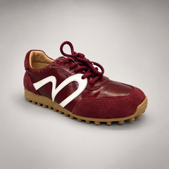 Burgundy Horse Leather Retro Lace-Up Sneakers product view 1