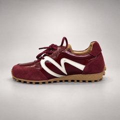 Burgundy Horse Leather Retro Lace-Up Sneakers product view 4