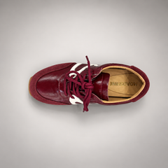 Burgundy Horse Leather Retro Lace-Up Sneakers product view 7