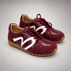 Burgundy Horse Leather Retro Lace-Up Sneakers product view 8