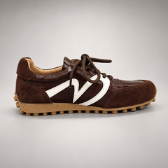 Brown Horse Leather Retro Lace-Up Sneakers product view 3