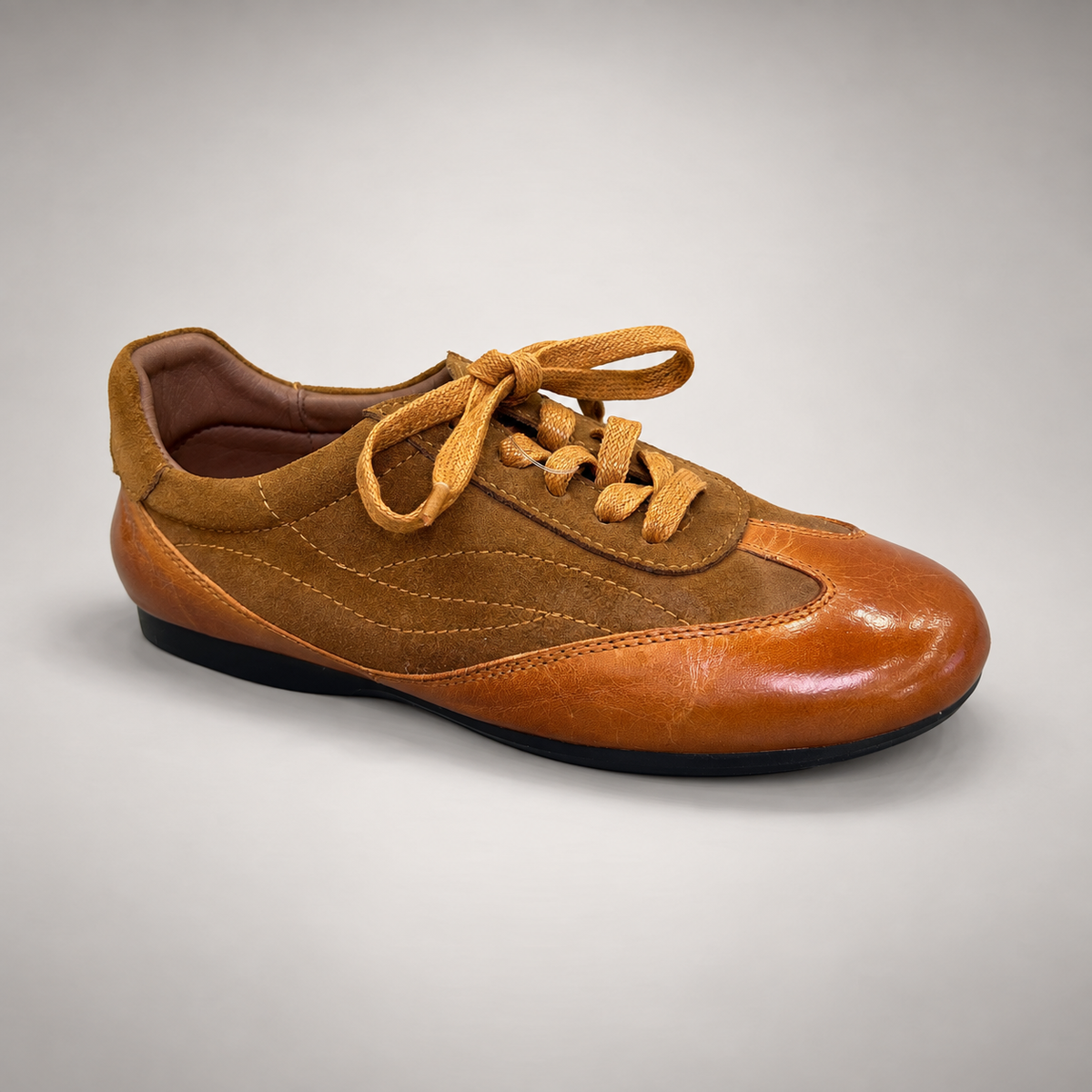 Tan Horse Leather Low-Profile Lace-Up Sneakers product view 1