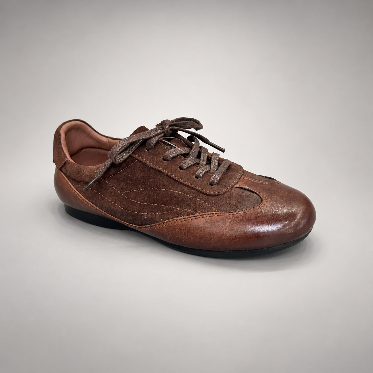 Brown Horse Leather Low-Profile Lace-Up Sneakers product view 1