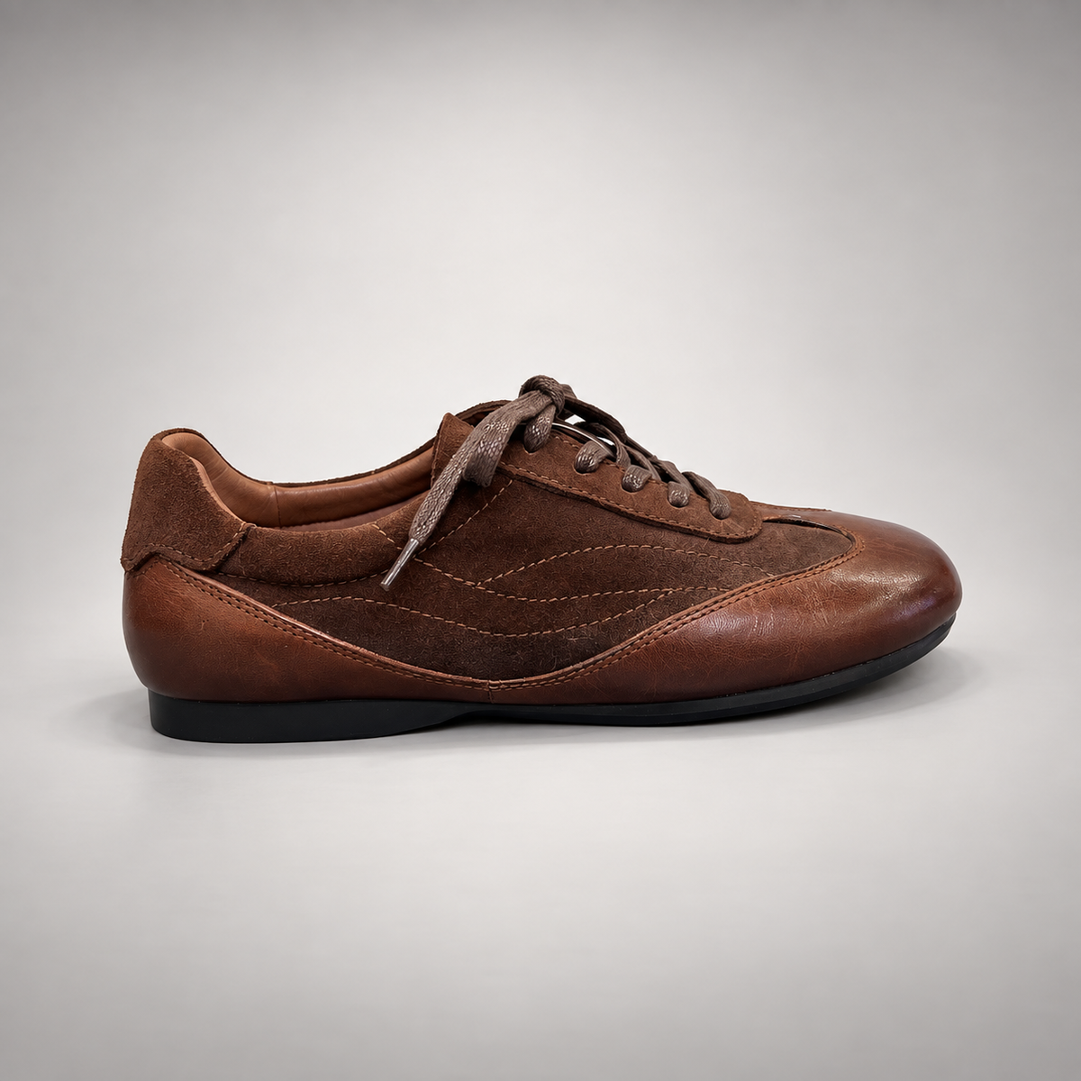Brown Horse Leather Low-Profile Lace-Up Sneakers product view 3