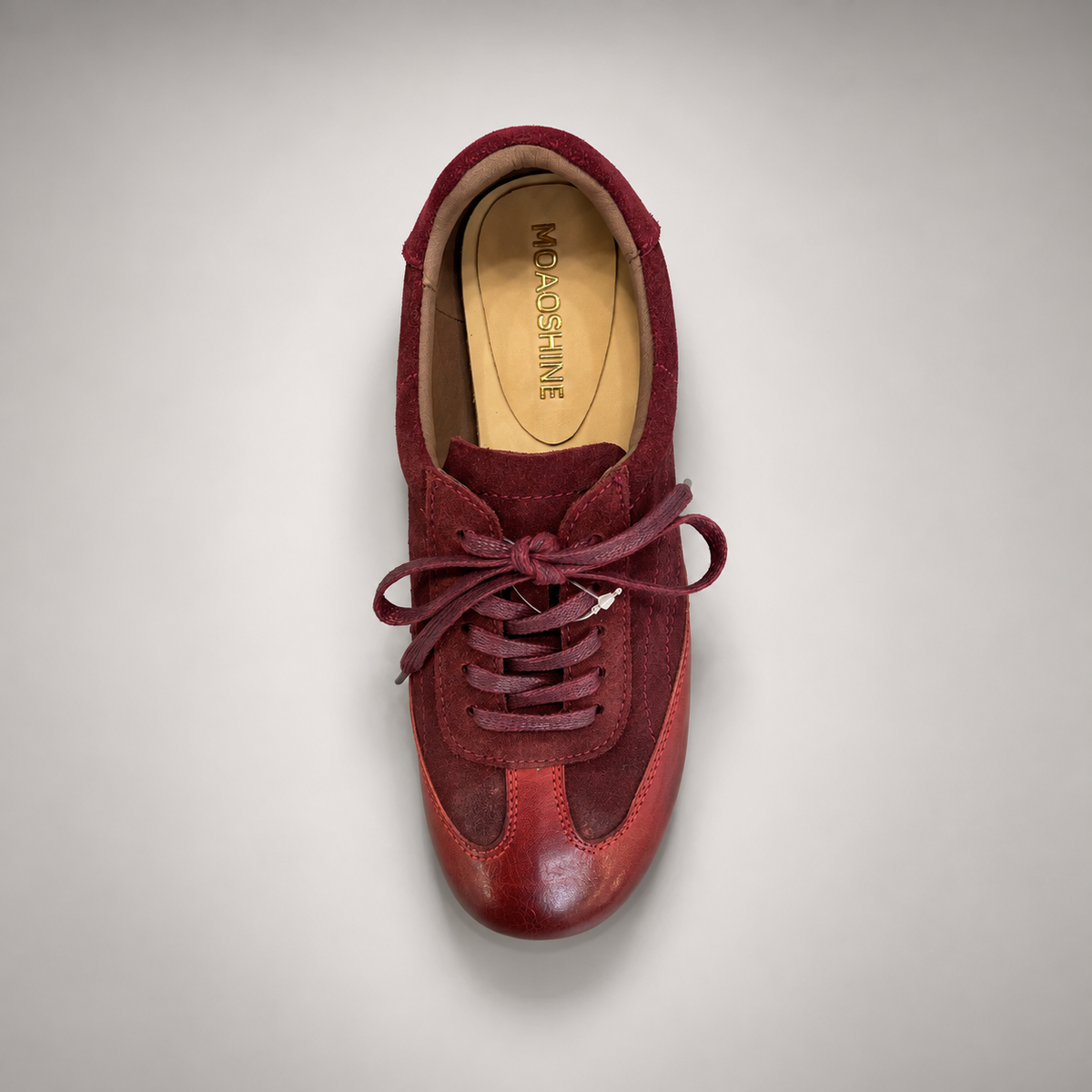 Burgundy Horse Leather Low-Profile Lace-Up Sneakers product view 7
