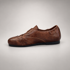 Brown Horse Leather Double-Buckle Brogue Shoes product view 4