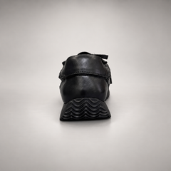Black Horse Leather Woven Lace-Up Sneakers product view 5