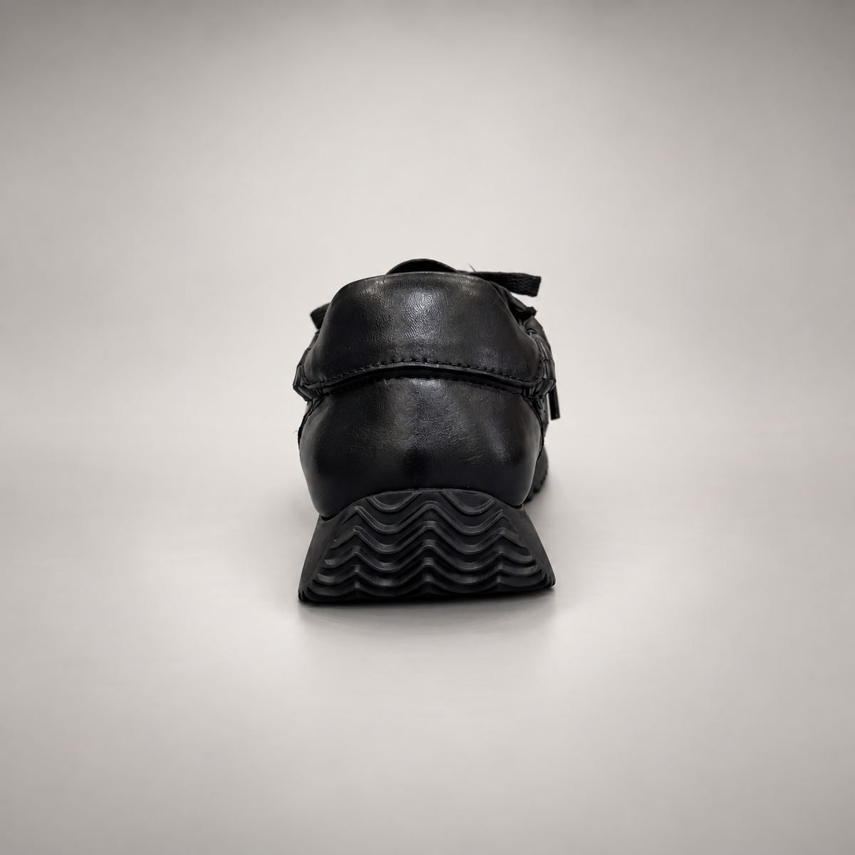 Black Horse Leather Woven Lace-Up Sneakers product view 5