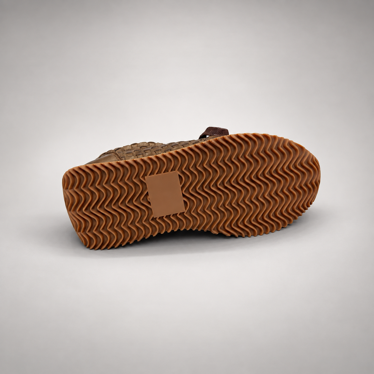 Brown Horse Leather Woven-Panel Lace-Up Sneakers product view 6