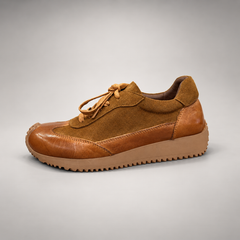 Tan Horse Leather Retro Lace-Up Sneakers product view 4