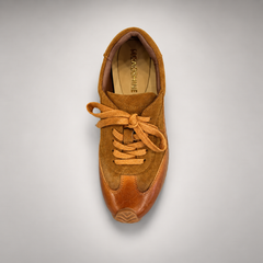 Tan Horse Leather Retro Lace-Up Sneakers product view 7