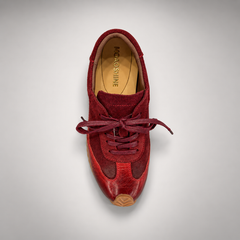 Burgundy Horse Leather Retro Lace-Up Sneakers product view 6