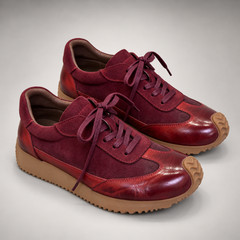 Burgundy Horse Leather Retro Lace-Up Sneakers product view 7