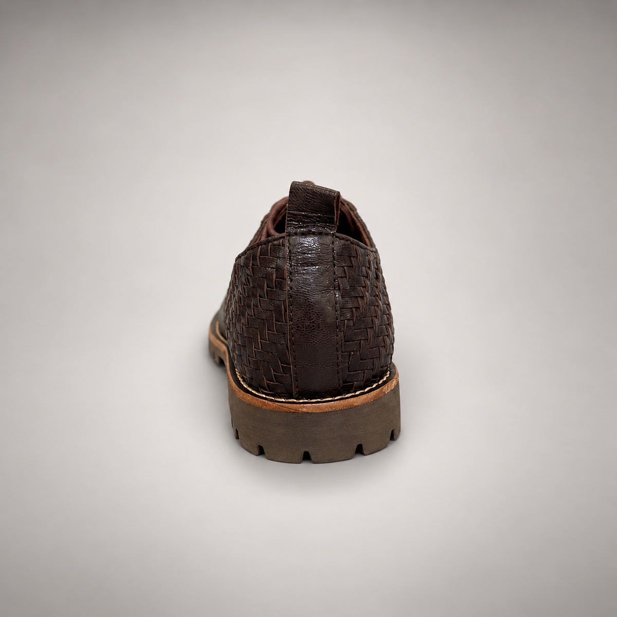 Brown Horse Leather Woven-Panel Lug-Sole Derby Shoes product view 5