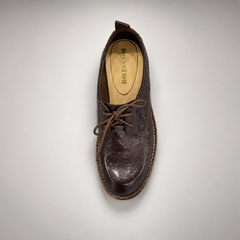 Brown Horse Leather Woven-Panel Lug-Sole Derby Shoes product view 7