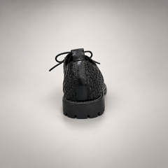 Black Horse Leather Woven-Panel Lug-Sole Derby Shoes product view 5