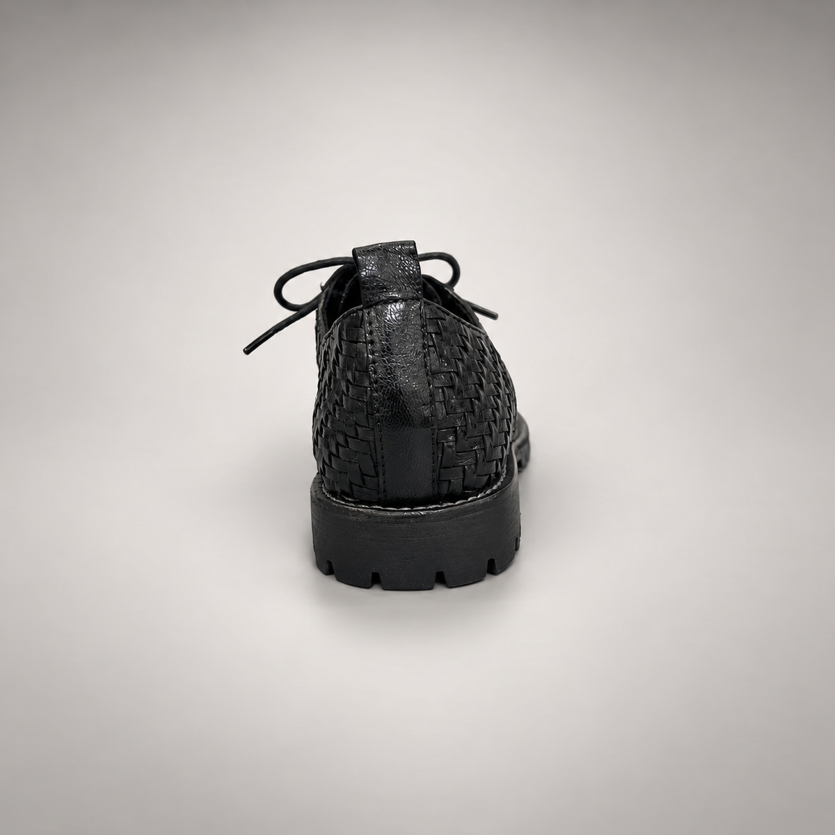 Black Horse Leather Woven-Panel Lug-Sole Derby Shoes product view 5