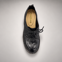 Black Horse Leather Woven-Panel Lug-Sole Derby Shoes product view 7