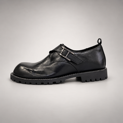 Black Horse Leather Lug-Sole Slip-On Shoes product view 3