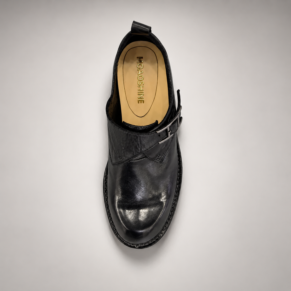 Black Horse Leather Lug-Sole Slip-On Shoes product view 6