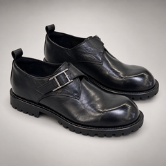 Black Horse Leather Lug-Sole Slip-On Shoes product view 7