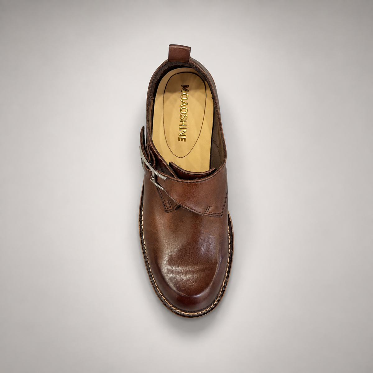 Brown Horse Leather Buckle Lug-Sole Shoes product view 7