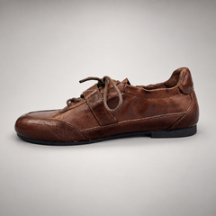Brown Horse Leather Buckle-Strap Lace-Up Shoes product view 4