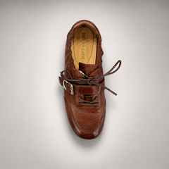 Brown Horse Leather Buckle-Strap Lace-Up Shoes product view 6