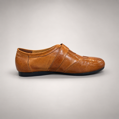 Tan Horse Leather Brogue Strap Flats product view 3