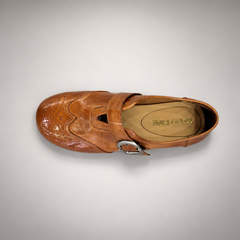 Tan Horse Leather Brogue Strap Flats product view 6