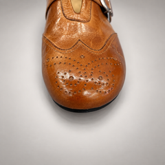 Tan Horse Leather Brogue Strap Flats product view 7