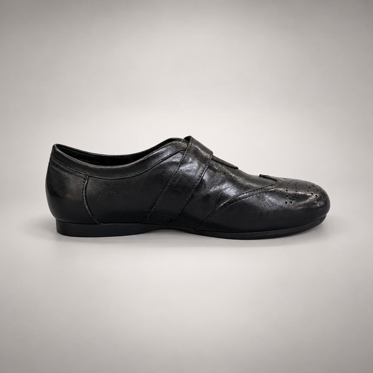 Black Horse Leather Brogue Strap Flats product view 3