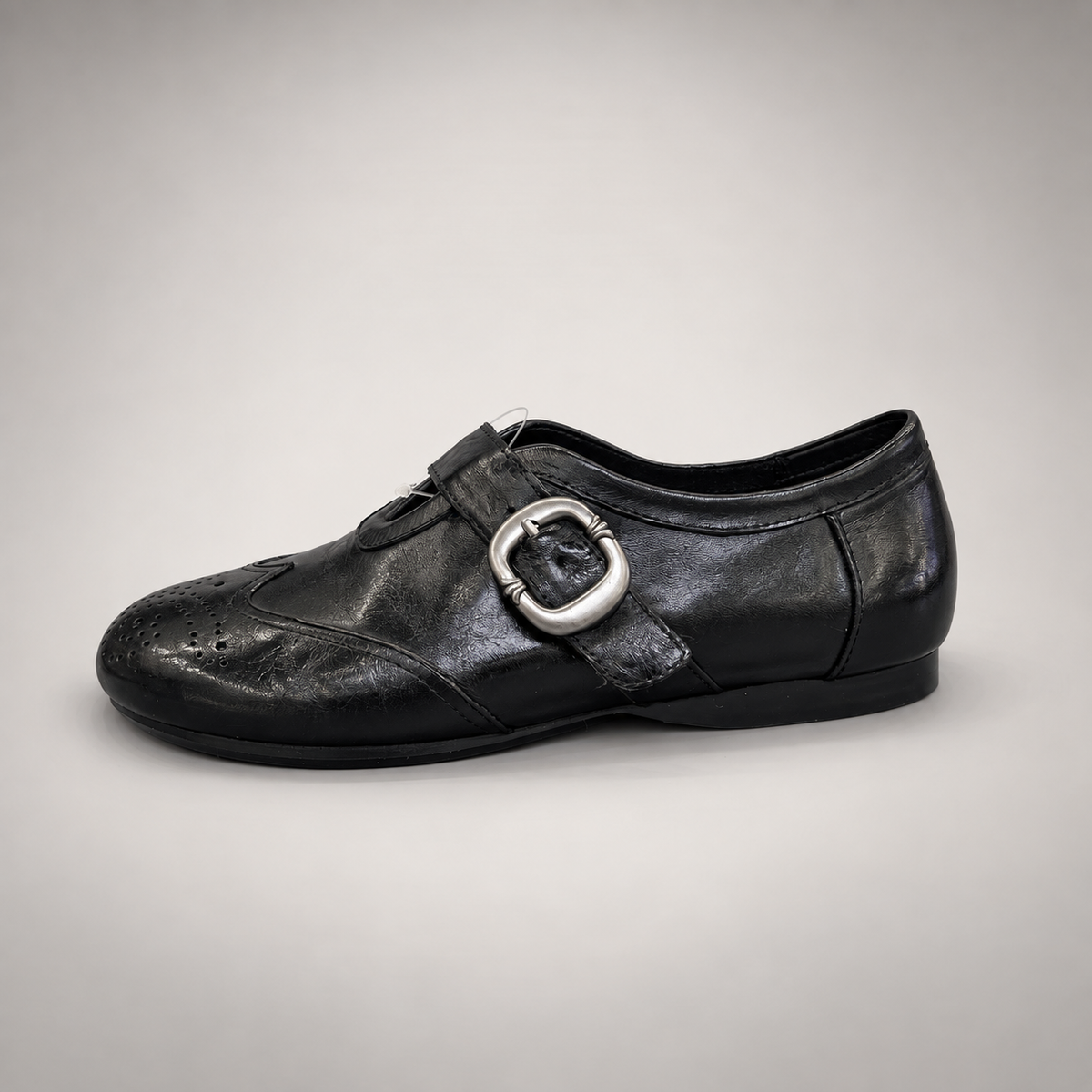 Black Horse Leather Brogue Strap Flats product view 4