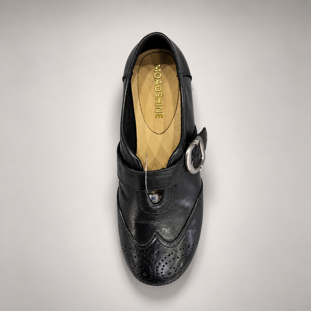 Black Horse Leather Brogue Strap Flats product view 7