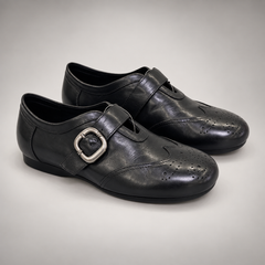 Black Horse Leather Brogue Strap Flats product view 8
