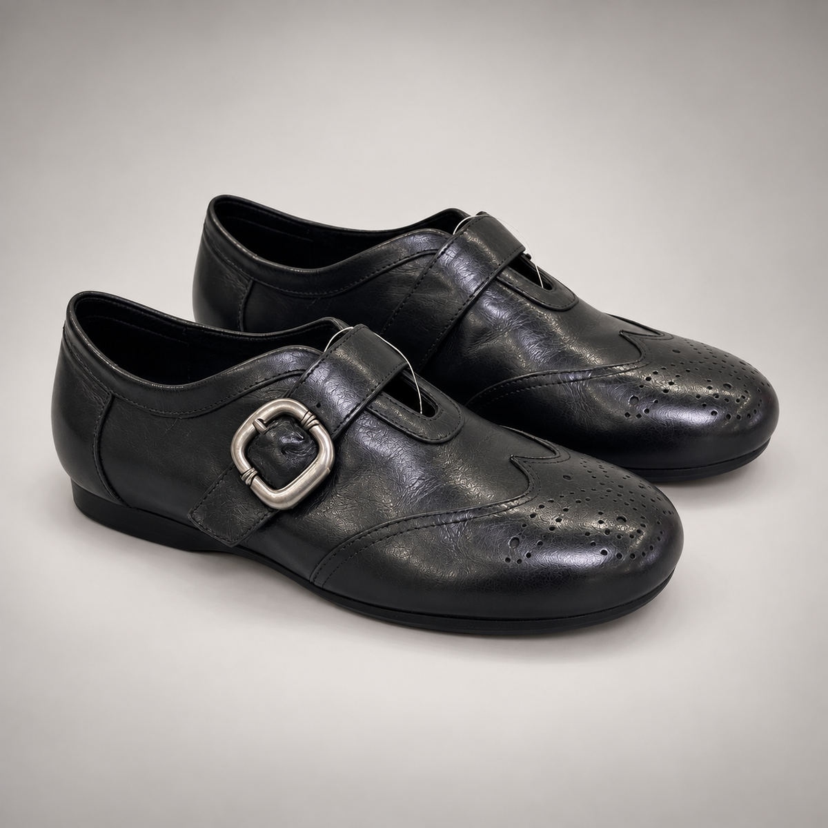 Black Horse Leather Brogue Strap Flats product view 8