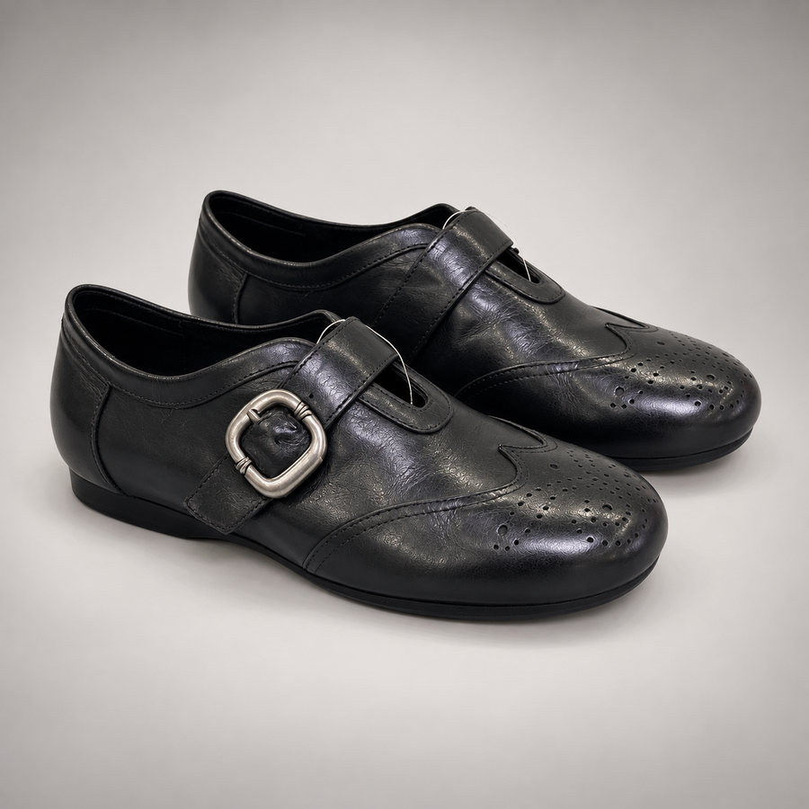 Black Horse Leather Brogue Strap Flats product view 8