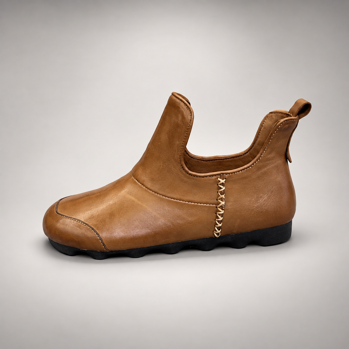 Tan Horse Leather Pull-On Ankle Boots product view 4