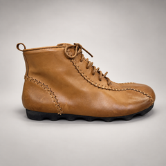 Tan Horse Leather Whipstitch Lace-Up Ankle Boots product view 3