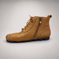 Tan Horse Leather Whipstitch Lace-Up Ankle Boots product view 4