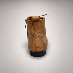 Tan Horse Leather Whipstitch Lace-Up Ankle Boots product view 5