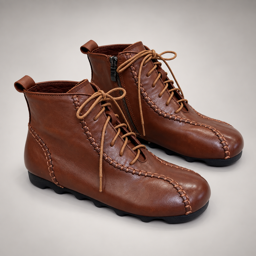Brown Horse Leather Whipstitch Zip Ankle Boots product view 8
