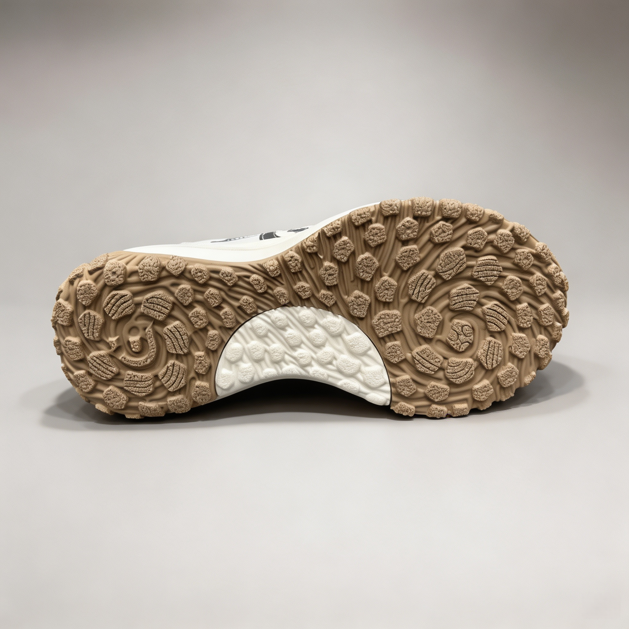 Silver sneaker outsole view showing the rubber outsole
