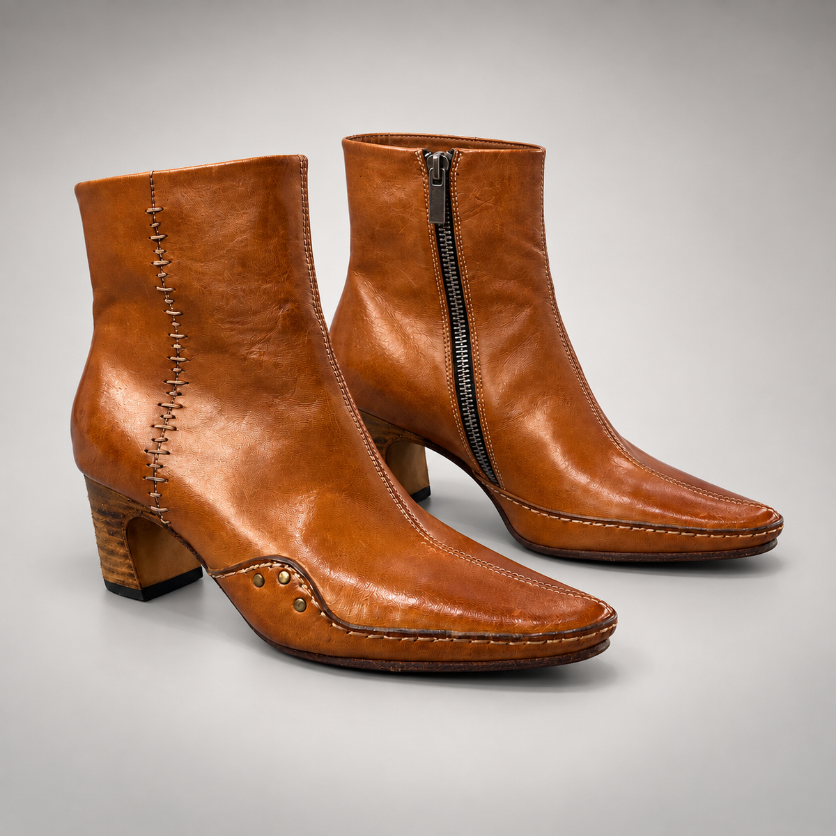 Brown horse leather ankle boots product view 1