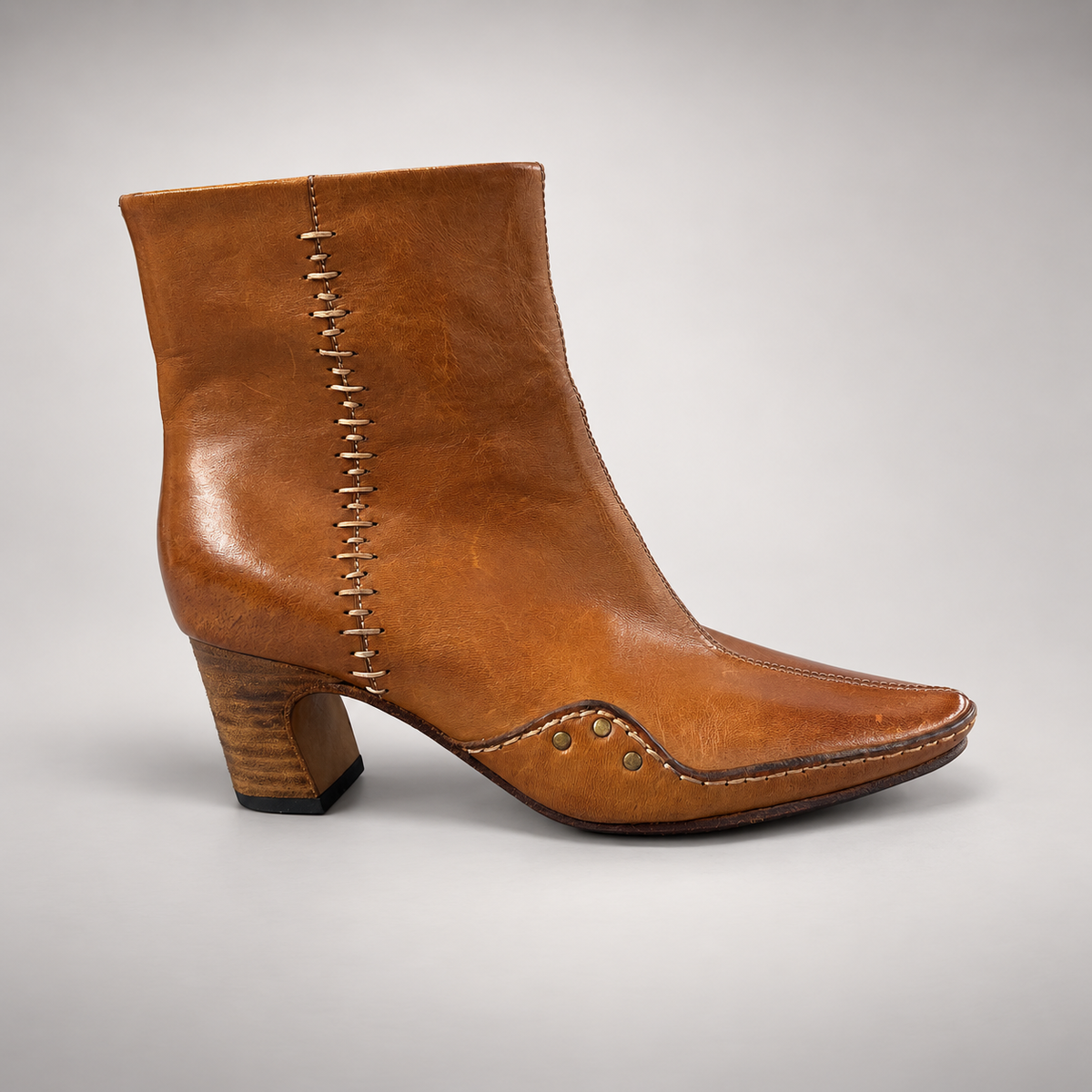 Brown horse leather ankle boots product view 4