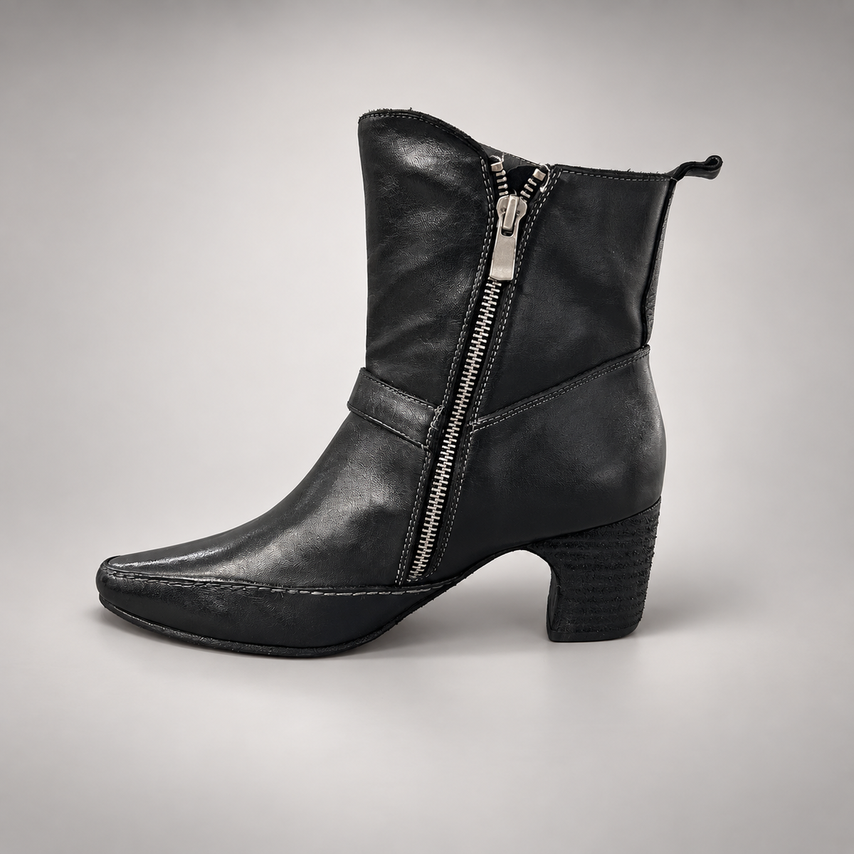 Black buckle-strap ankle boots, view 4