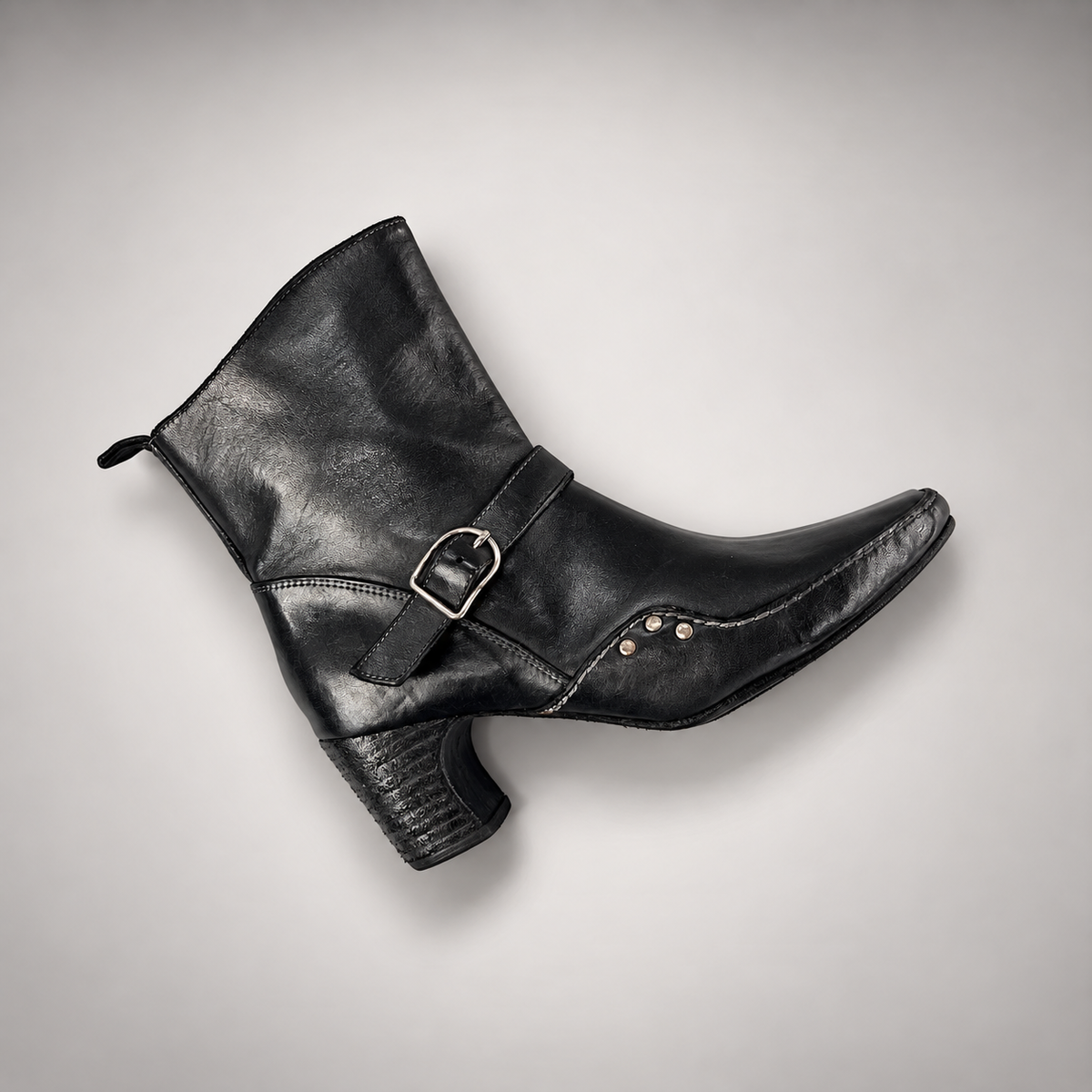 Black buckle-strap ankle boots, view 7