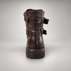 Dark brown double-buckle ankle boots, view 5