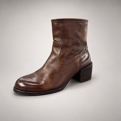 Brown side-zip ankle boots, view 2
